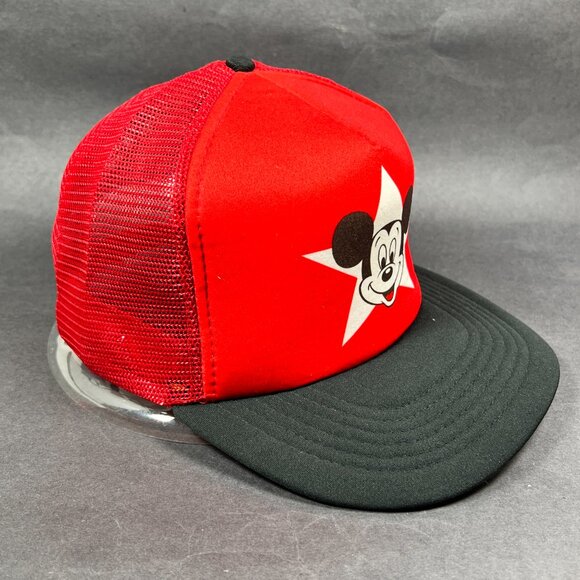 Vtg Disney Mickey Mouse Snapback Hat Trucker Mesh Red Dad Theme Park Foam Mens - Picture 6 of 12